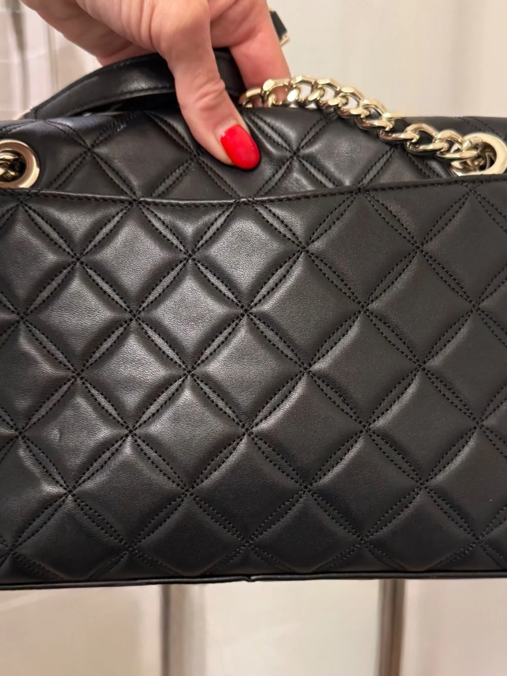 Kate Spade New York Natalia Quilted Crossbody Shoulder Bag With Gold Link Chain